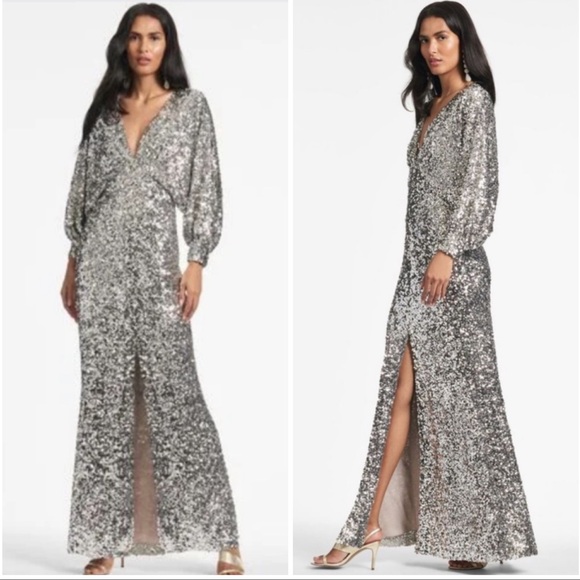 Sachin & Babi Gabby Gown Silver Sequin - Picture 1 of 15